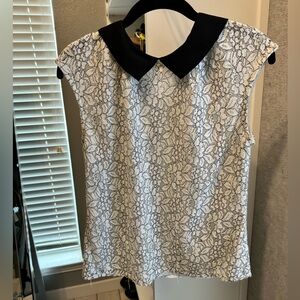 Express Short-Sleeved Collared Shirt with Lace Detail Sz XS
